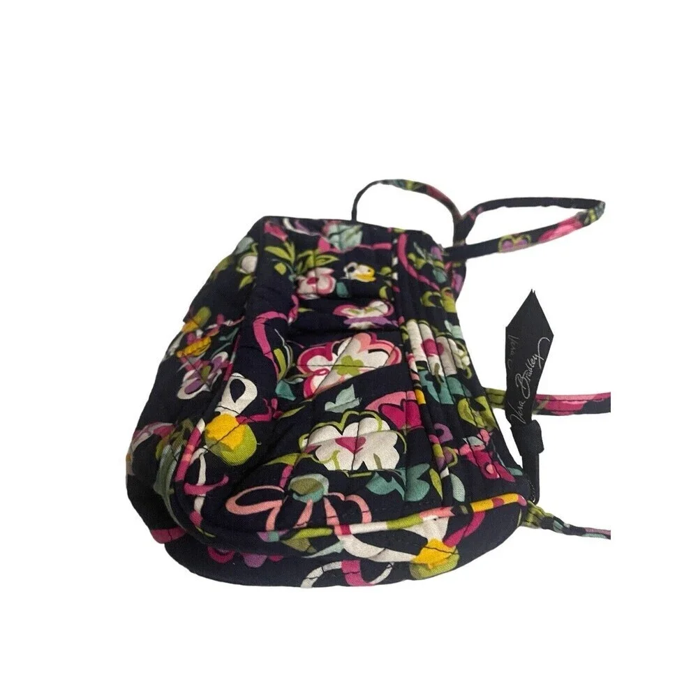 Vera Bradley Frannie Ribbon Crossbody Sling Bag Adjustable Strap Center Zip